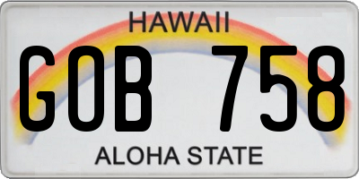 HI license plate GOB758