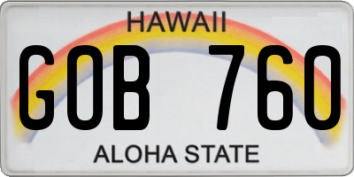 HI license plate GOB760