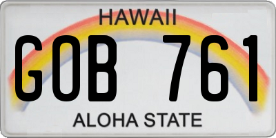 HI license plate GOB761