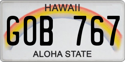 HI license plate GOB767