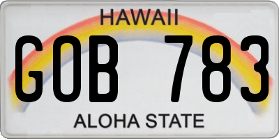 HI license plate GOB783