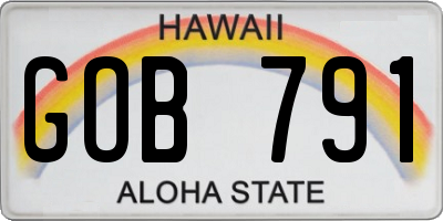 HI license plate GOB791