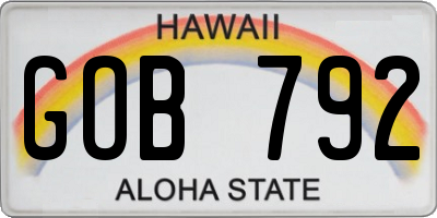 HI license plate GOB792
