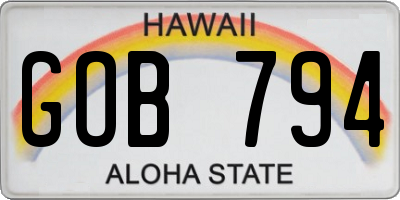 HI license plate GOB794