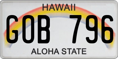 HI license plate GOB796