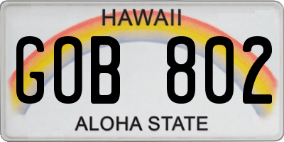 HI license plate GOB802