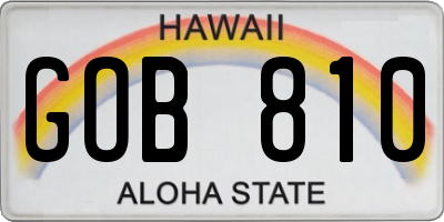 HI license plate GOB810