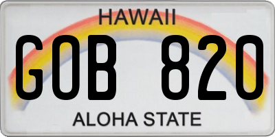 HI license plate GOB820