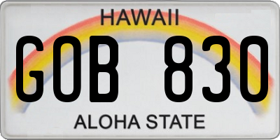 HI license plate GOB830