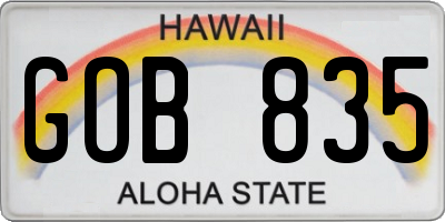HI license plate GOB835