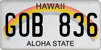 HI license plate GOB836