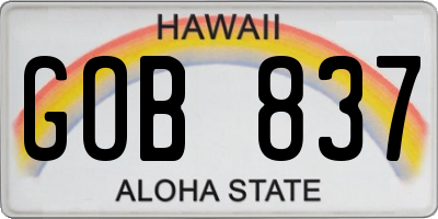 HI license plate GOB837