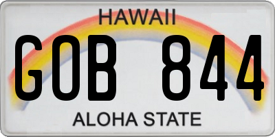 HI license plate GOB844