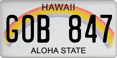 HI license plate GOB847