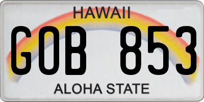HI license plate GOB853