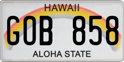 HI license plate GOB858