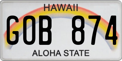 HI license plate GOB874