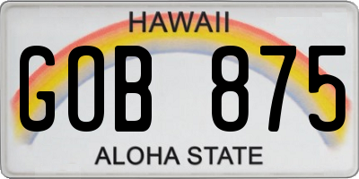 HI license plate GOB875