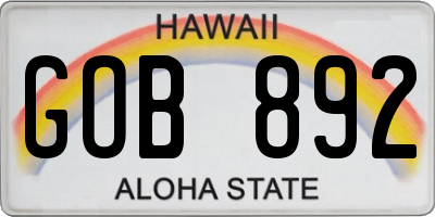 HI license plate GOB892