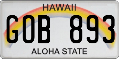 HI license plate GOB893