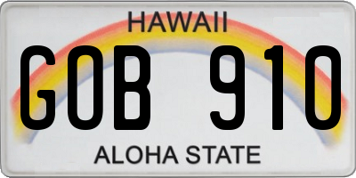 HI license plate GOB910