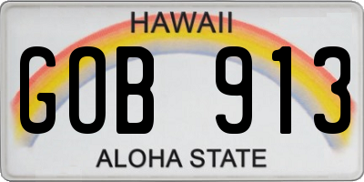 HI license plate GOB913