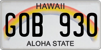 HI license plate GOB930