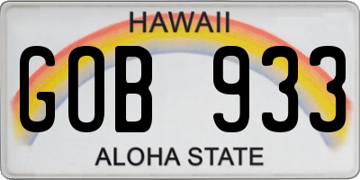 HI license plate GOB933