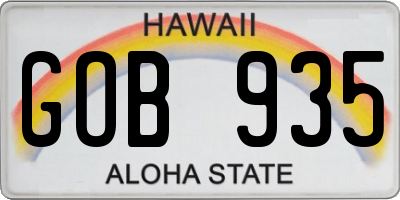 HI license plate GOB935