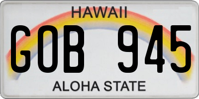 HI license plate GOB945