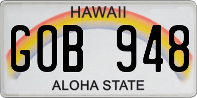 HI license plate GOB948