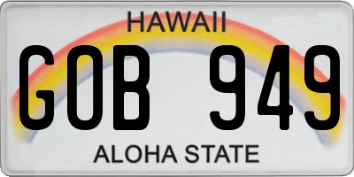 HI license plate GOB949
