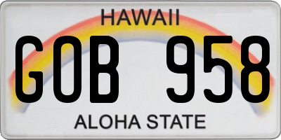 HI license plate GOB958