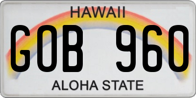 HI license plate GOB960