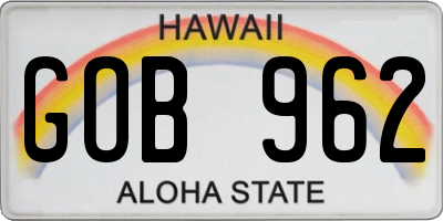 HI license plate GOB962