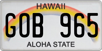 HI license plate GOB965