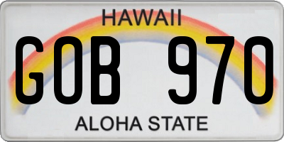 HI license plate GOB970