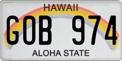HI license plate GOB974