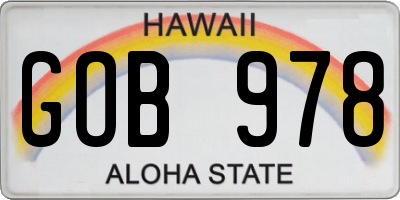 HI license plate GOB978