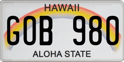 HI license plate GOB980