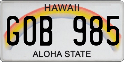 HI license plate GOB985