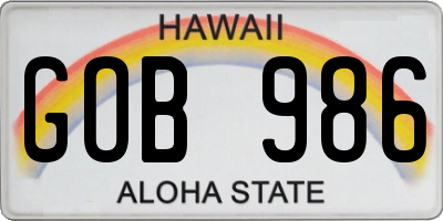 HI license plate GOB986