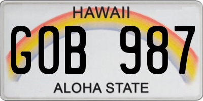 HI license plate GOB987