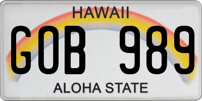 HI license plate GOB989