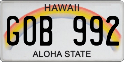 HI license plate GOB992