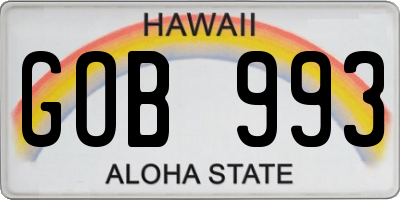 HI license plate GOB993