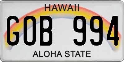 HI license plate GOB994