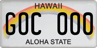 HI license plate GOC000