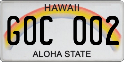 HI license plate GOC002