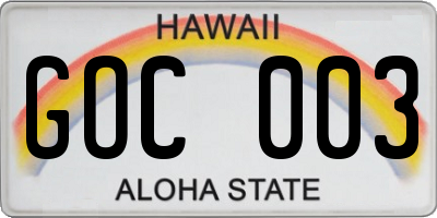 HI license plate GOC003
